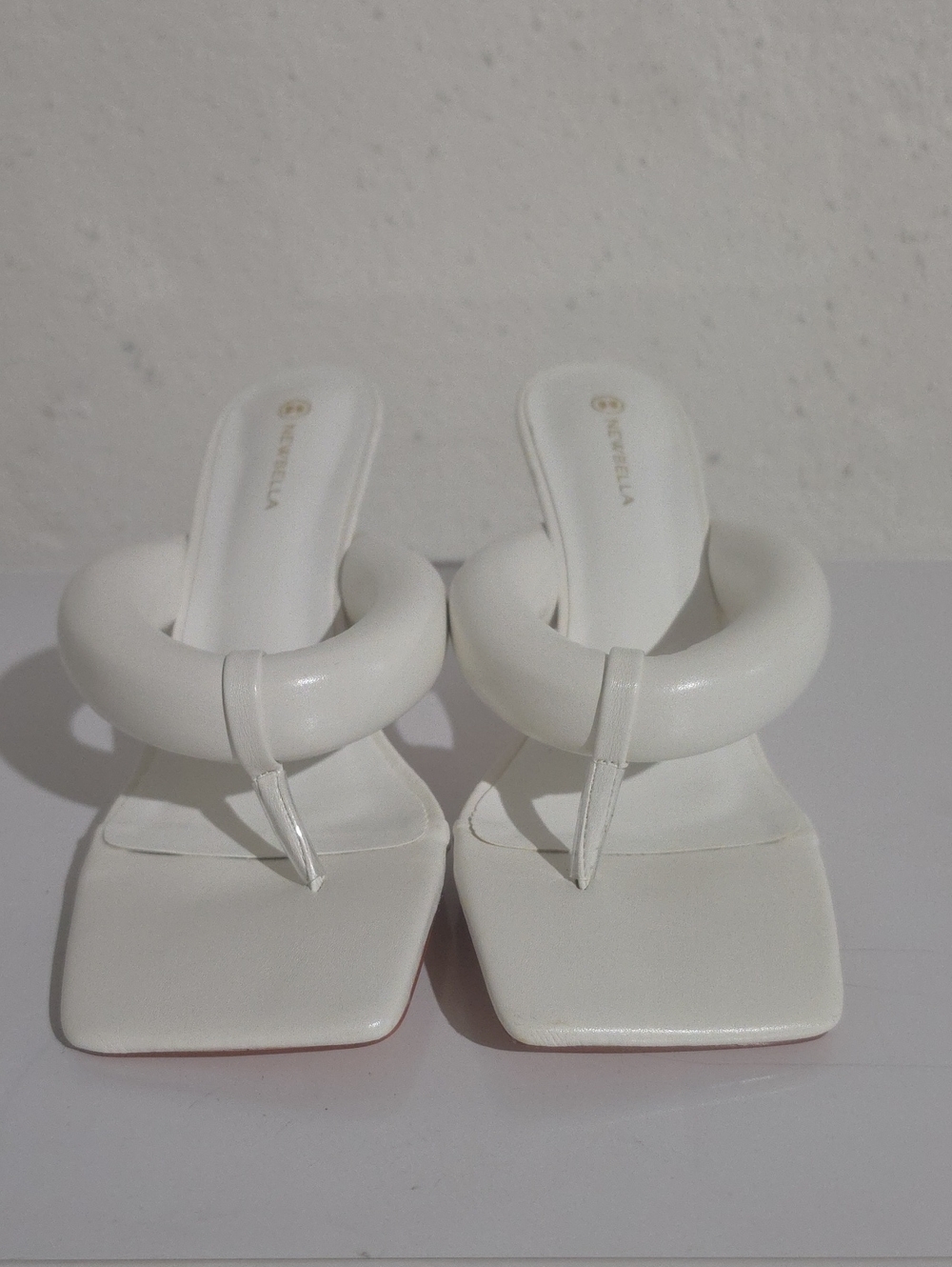 White Ring-Band Thong Mules for Women